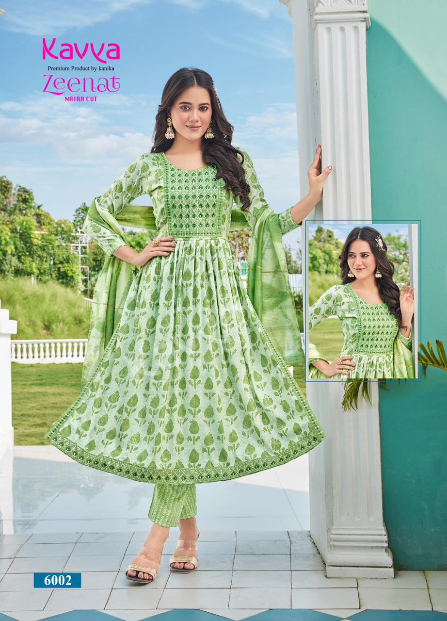 Zeenat Vol 6 By Kavya Foil Printed Kurti With Bottom Dupatta Catalog